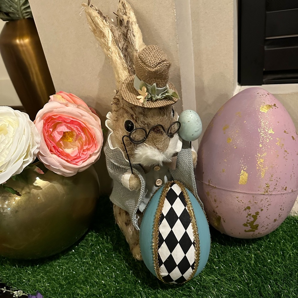 Harlequin Easter egg 6 inch Handmade